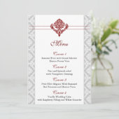 red damask wedding menu (Standing Front)
