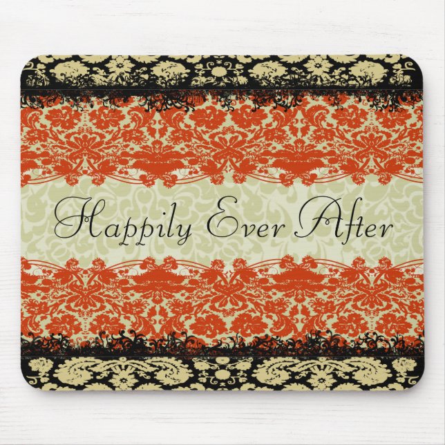 Red Damask Wedding Mouse Pad (Front)