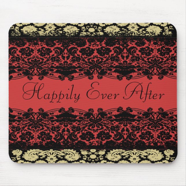 Red Damask Wedding Mouse Pad (Front)