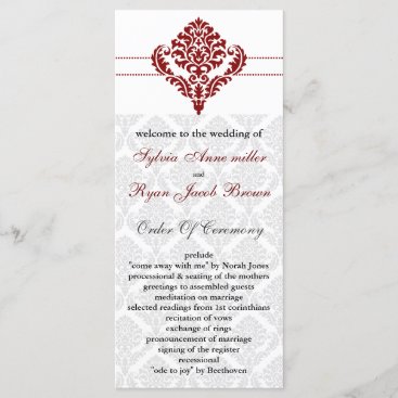red damask Wedding program