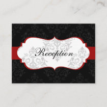 red  damask wedding Reception Cards