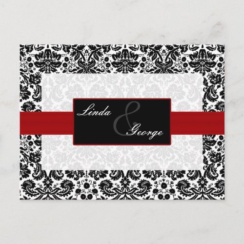 red damask  Wedding rsvp card