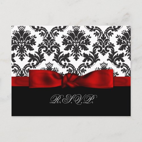 red damask wedding rsvp cards