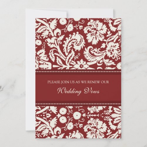 Red Damask Wedding Vow Renewal Invitations