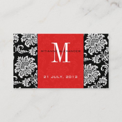 Red Damask Wedding Website Business Card