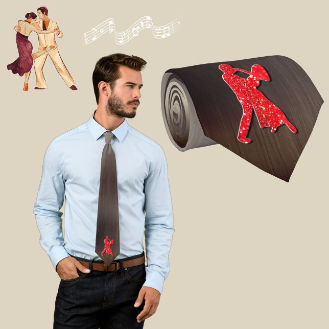 Red Dancers Silhouettes ( faux glitter ) Neck Tie (Creator Uploaded)