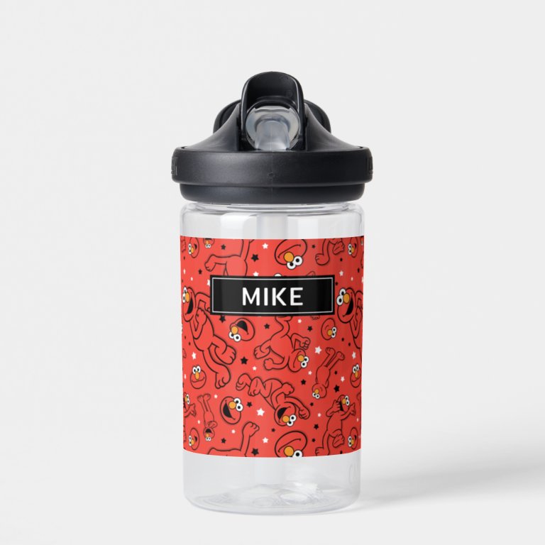 Red Dancing Elmo Pattern | Add Your Name Water Bottle