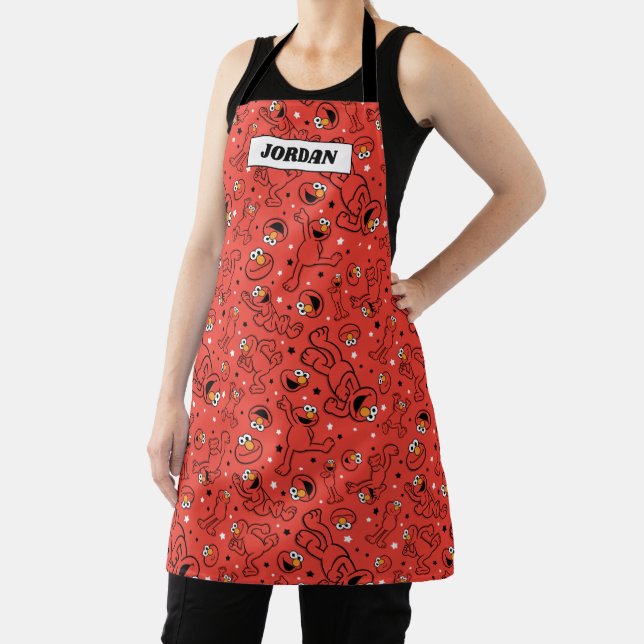 Red Dancing Elmo Pattern Apron (Insitu)