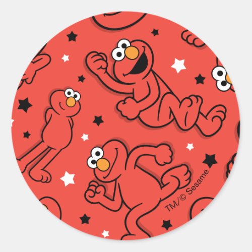 Red Dancing Elmo Pattern Classic Round Sticker