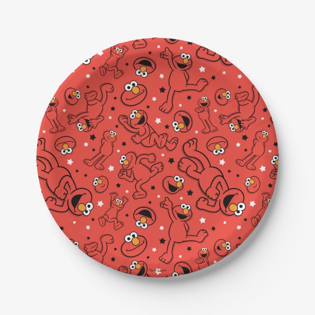Red Dancing Elmo Pattern Paper Plates (Front)