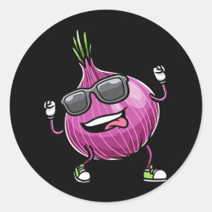 Red Dancing Onion Vegetable Classic Round Sticker
