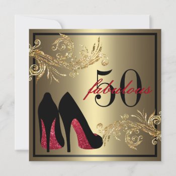Red Dancing Shoes - Fabulous 50th Birthday Invitation by party_depot at Zazzle