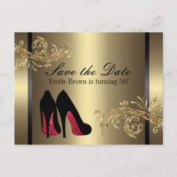 Red Dancing Shoes - Save The Date Announcement Postcard by party_depot at Zazzle