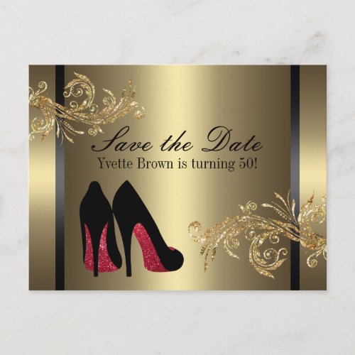 Red Dancing Shoes _ Save The Date Announcement Postcard
