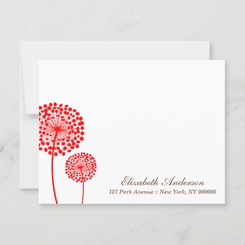 Red Dandelions Flat Note Cards