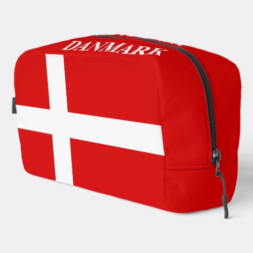 Red Danish flag personalized toiletry travel bag