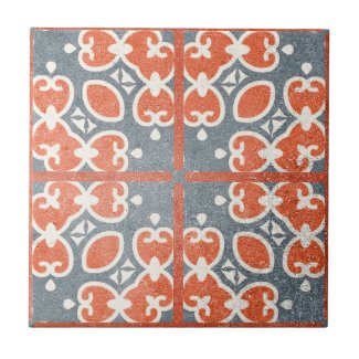Red Dark Blue Distressed Cement-Look Mosaic Ceramic Tile