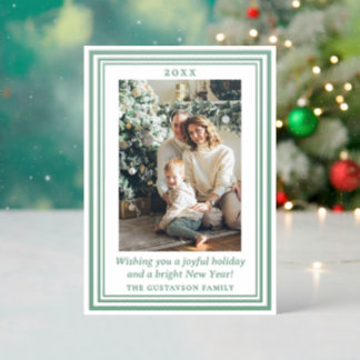 Red Dark Blue Green Plaid Christmas Holiday Letterpress Photo Cards