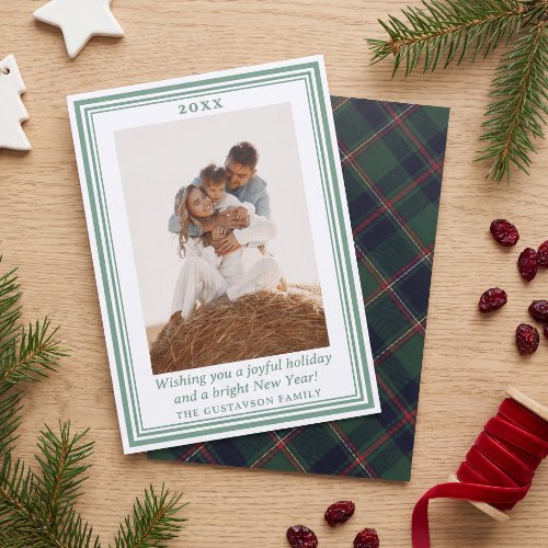Red Dark Blue Green Plaid Christmas Holiday Letterpress Photo Cards