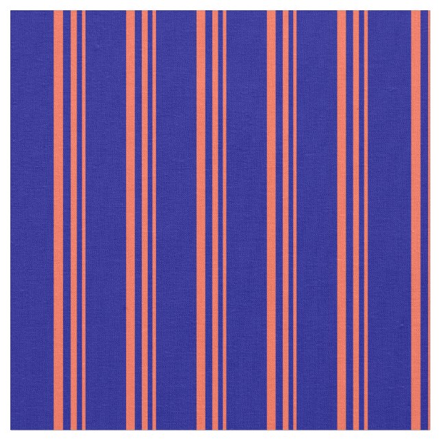Red & Dark Blue Striped/Lined Pattern Fabric (Close Up)