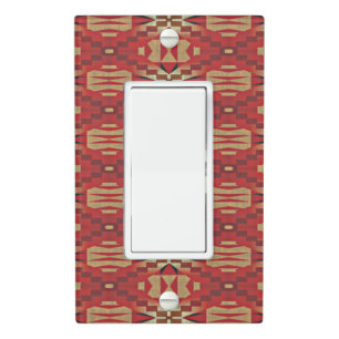 Red Dark Brown Tan Beige Rust Orange Tribal Art Light Switch Cover