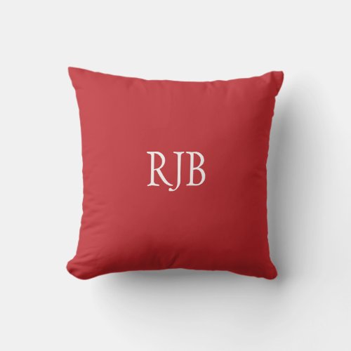 Red dark custom initials monogram cushion pillow