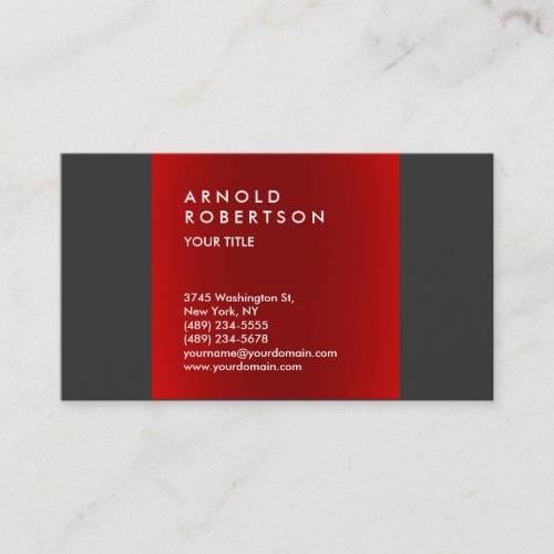 Red Dark Gray Trendy Professional Business Card