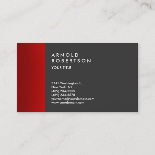 Red Dark Gray Trendy Professional Business Card