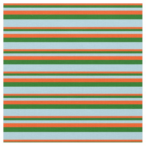Red, Dark Green, and Light Blue Stripes Fabric
