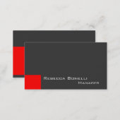 Red Dark Grey Stylish Manager Business Card (Front/Back)