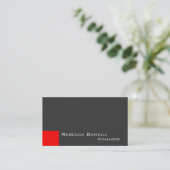 Red Dark Grey Stylish Manager Business Card (Standing Front)
