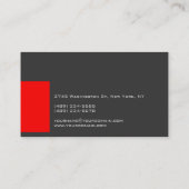 Red Dark Grey Stylish Manager Business Card (Back)