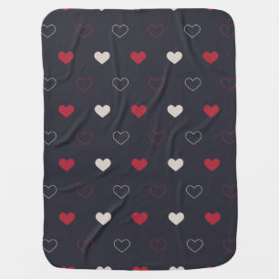 Red & dark Heart Seamless Pattern Cute Minimal Baby Blanket