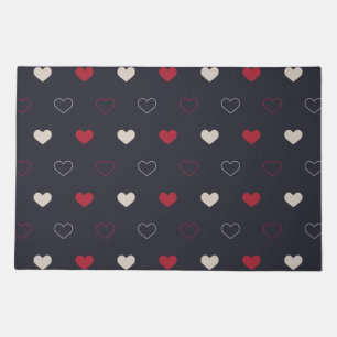 Red & dark Heart Seamless Pattern Cute Minimal Doormat