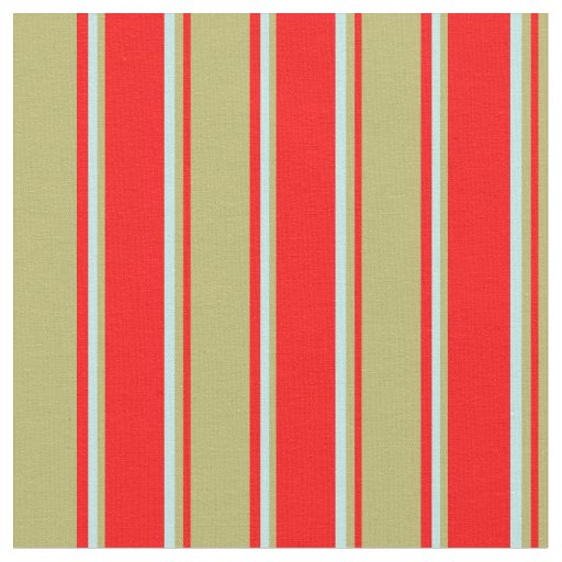 Red, Dark Khaki, and Turquoise Stripes Fabric