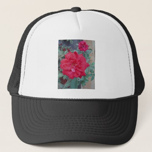 Red dark pink Rose Trucker Hat