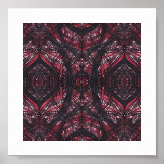 Red Dark Red Abstract Watercolor Art Poster (Front)