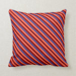 [ Thumbnail: Red, Dark Red, and Dark Slate Blue Colored Stripes Throw Pillow ]