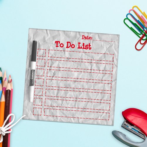 Red Dashed Lines On Paper Textured To Do List  Dry Erase Board