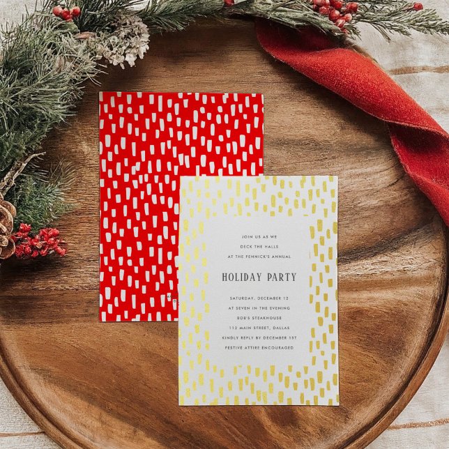Red Dashingly Golden Holiday Party Gold Foil Invitation (Red Dashingly Golden Holiday Party Gold Foil Invitation)