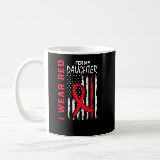Red Daughter Heart Disease Awareness US Flag Match Coffee Mug