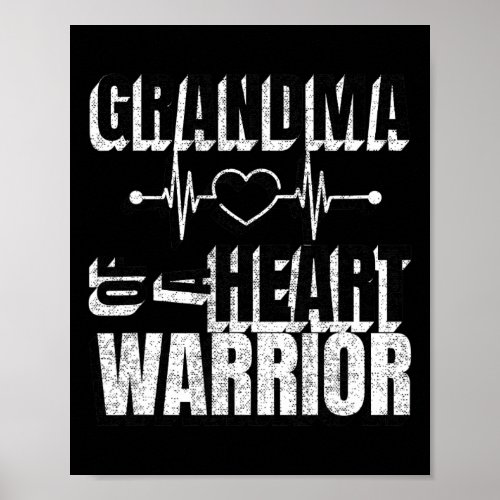 Red Day Grandma Of A Heart Warrior Saying  Poster