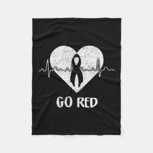 Red Day Heart Ribbon Costume Heart Disease Month Fleece Blanket