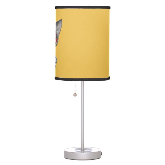 Red Day of the Dead Sugar Skull Wolf Cub Table Lamp (Right)