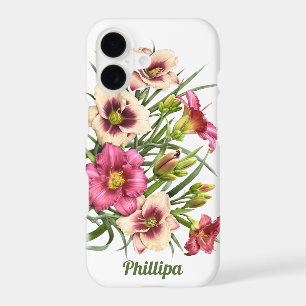 Red Daylilies Botanical Art Personalized iPhone 17 Case