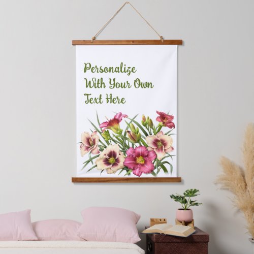 Red Daylilies Floral Botanical Art Personalized Hanging Tapestry