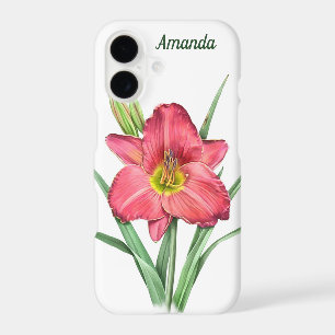 Red Daylily Botanical Art Personalized iPhone 17 Case
