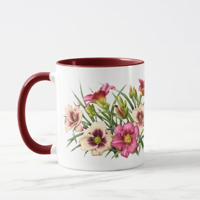 Red Daylily Bouquet Mug (Left)