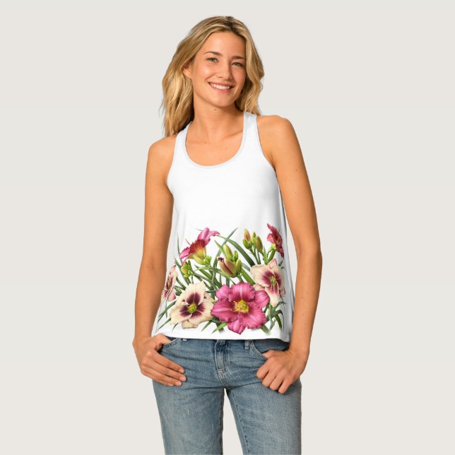 Red Daylily Bouquet Tank Top (Front Full)