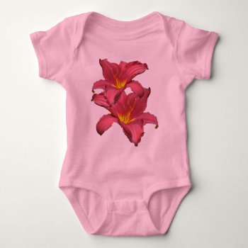 Red Daylily Coordinating Items Baby Bodysuit by CarolsCamera at Zazzle
